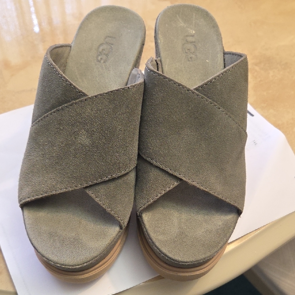 UGG Women's Gray Suede Slide Sandals